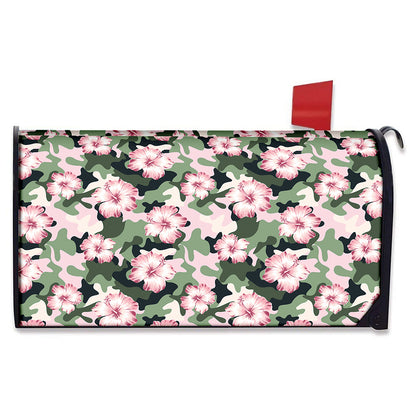 Pink Hibiscus Flower Camouflage Print Mailbox Cover
