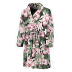 Pink Hibiscus Flower Camouflage Print Men's Bathrobe