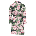 Pink Hibiscus Flower Camouflage Print Men's Bathrobe