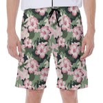 Pink Hibiscus Flower Camouflage Print Men's Beach Shorts