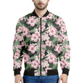Pink Hibiscus Flower Camouflage Print Men's Bomber Jacket