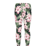Pink Hibiscus Flower Camouflage Print Men's leggings