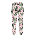 Pink Hibiscus Flower Camouflage Print Men's leggings