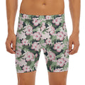 Pink Hibiscus Flower Camouflage Print Men's Long Boxer Briefs
