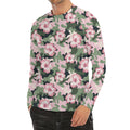 Pink Hibiscus Flower Camouflage Print Men's Long Sleeve Rash Guard