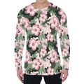 Pink Hibiscus Flower Camouflage Print Men's Long Sleeve T-Shirt