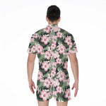 Pink Hibiscus Flower Camouflage Print Men's Rompers