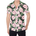 Pink Hibiscus Flower Camouflage Print Men's Shirt