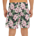 Pink Hibiscus Flower Camouflage Print Men's Split Running Shorts