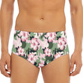 Pink Hibiscus Flower Camouflage Print Men's Triangle Swim Briefs