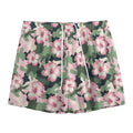 Pink Hibiscus Flower Camouflage Print Mesh Shorts