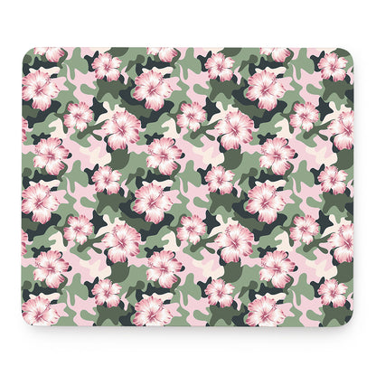 Pink Hibiscus Flower Camouflage Print Mouse Pad