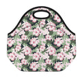 Pink Hibiscus Flower Camouflage Print Neoprene Lunch Bag