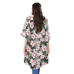 Pink Hibiscus Flower Camouflage Print Open Front Beach Cover Up