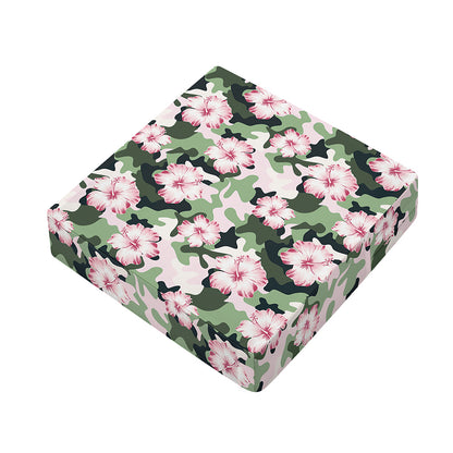 Pink Hibiscus Flower Camouflage Print Outdoor Seat Cushion Cover