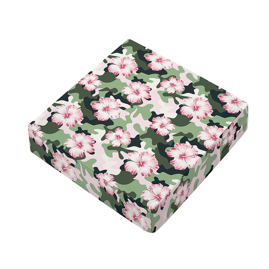 Pink Hibiscus Flower Camouflage Print Outdoor Seat Cushion Cover