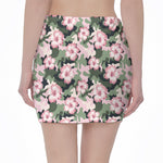 Pink Hibiscus Flower Camouflage Print Pencil Mini Skirt