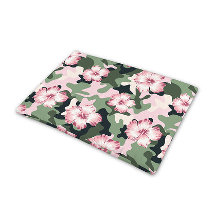 Pink Hibiscus Flower Camouflage Print Pet Cooling Mat Cover