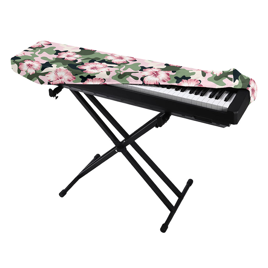 Pink Hibiscus Flower Camouflage Print Piano Keyboard Cover