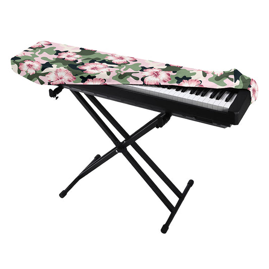 Pink Hibiscus Flower Camouflage Print Piano Keyboard Cover