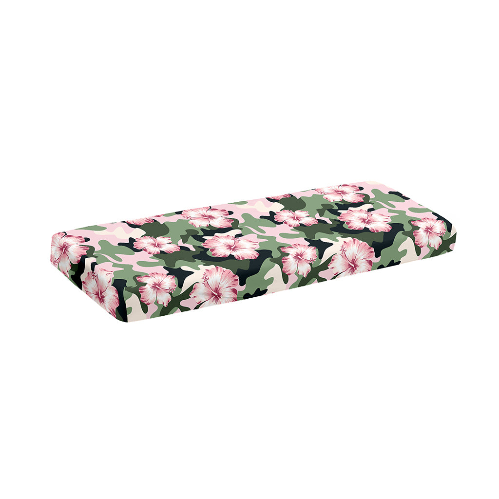 Pink Hibiscus Flower Camouflage Print Piano Keyboard Cover