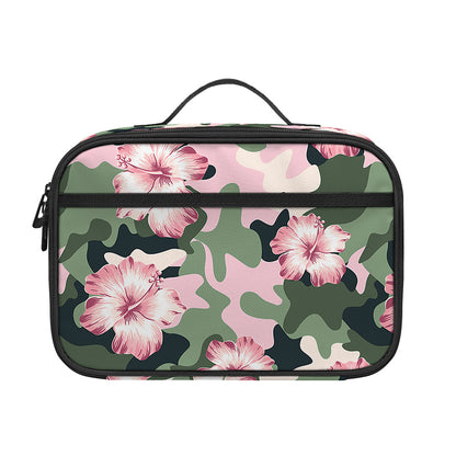 Pink Hibiscus Flower Camouflage Print Portable Lunch Bag