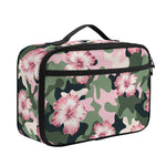 Pink Hibiscus Flower Camouflage Print Portable Lunch Bag