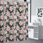 Pink Hibiscus Flower Camouflage Print Premium Shower Curtain