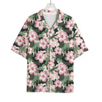 Pink Hibiscus Flower Camouflage Print Rayon Hawaiian Shirt