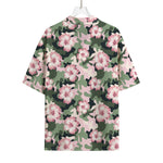 Pink Hibiscus Flower Camouflage Print Rayon Hawaiian Shirt