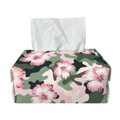 Pink Hibiscus Flower Camouflage Print Rectangle Tissue Box Cover