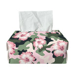 Pink Hibiscus Flower Camouflage Print Rectangle Tissue Box Cover