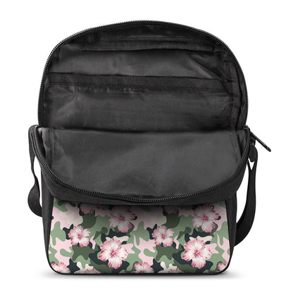 Pink Hibiscus Flower Camouflage Print Rectangular Crossbody Bag
