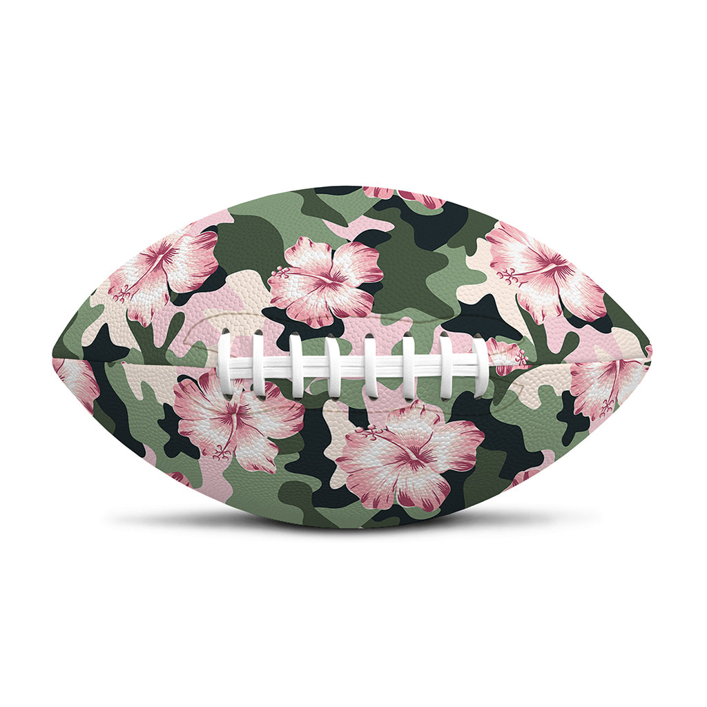 Pink Hibiscus Flower Camouflage Print Rugby Ball