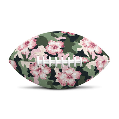 Pink Hibiscus Flower Camouflage Print Rugby Ball
