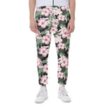 Pink Hibiscus Flower Camouflage Print Scuba Joggers