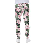 Pink Hibiscus Flower Camouflage Print Scuba Joggers