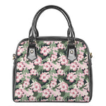 Pink Hibiscus Flower Camouflage Print Shoulder Handbag