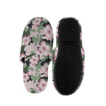 Pink Hibiscus Flower Camouflage Print Slippers