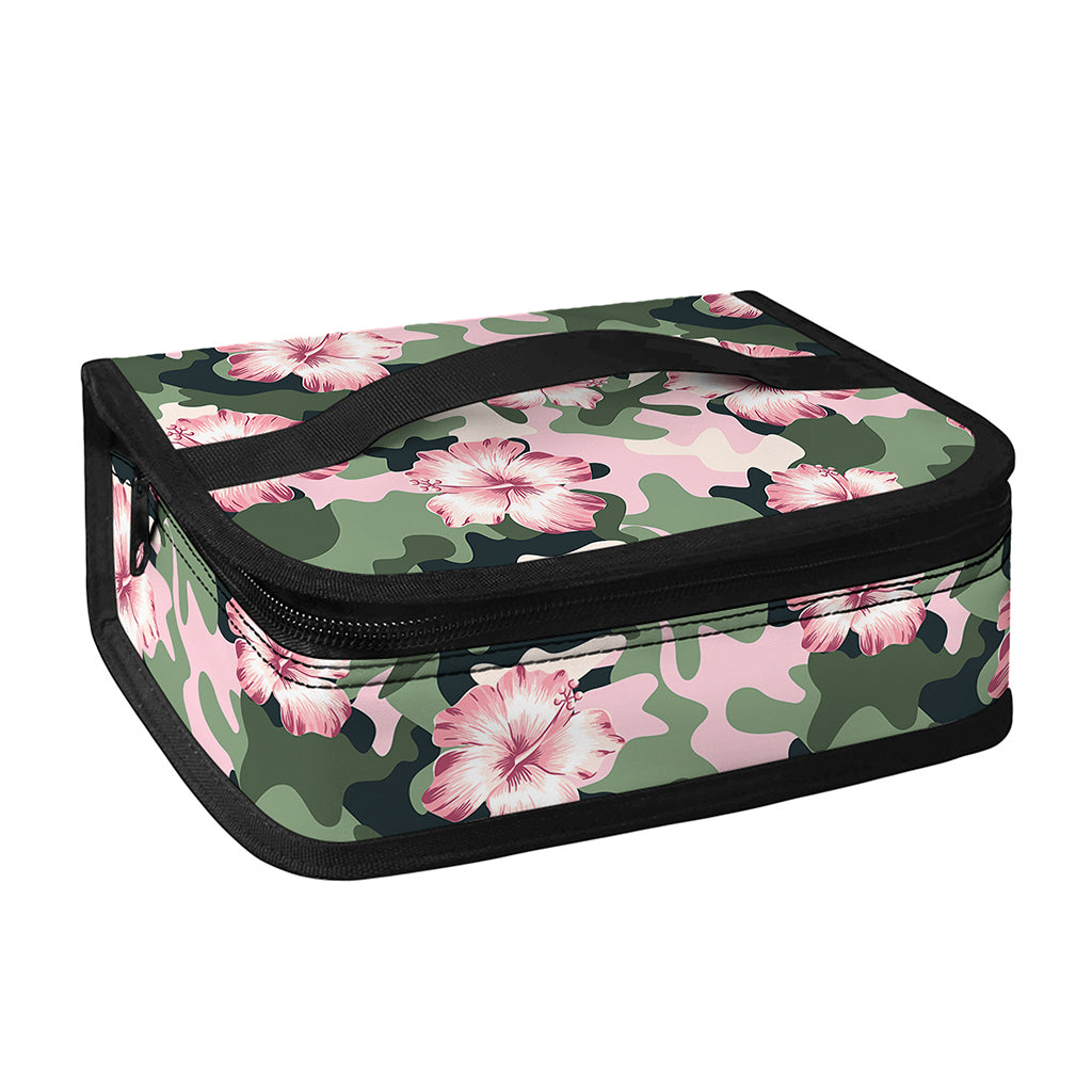 Pink Hibiscus Flower Camouflage Print Small Lunch Bag