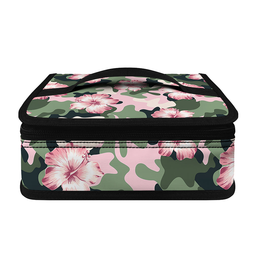 Pink Hibiscus Flower Camouflage Print Small Lunch Bag