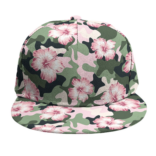Pink Hibiscus Flower Camouflage Print Snapback Cap