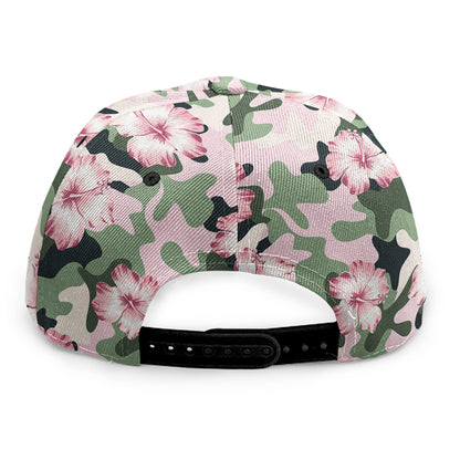 Pink Hibiscus Flower Camouflage Print Snapback Cap