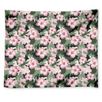 Pink Hibiscus Flower Camouflage Print Tapestry