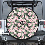 Pink Hibiscus Flower Camouflage Print Tire Cover With Camera Hole