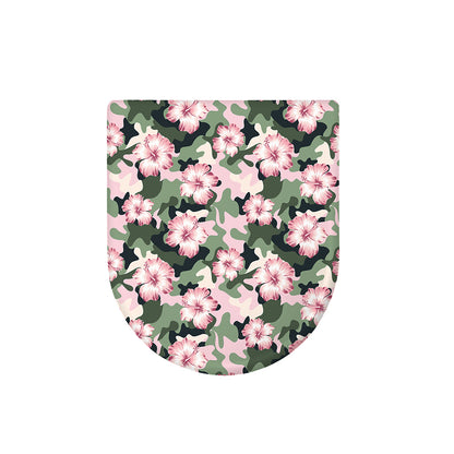 Pink Hibiscus Flower Camouflage Print Toilet Lid Cover