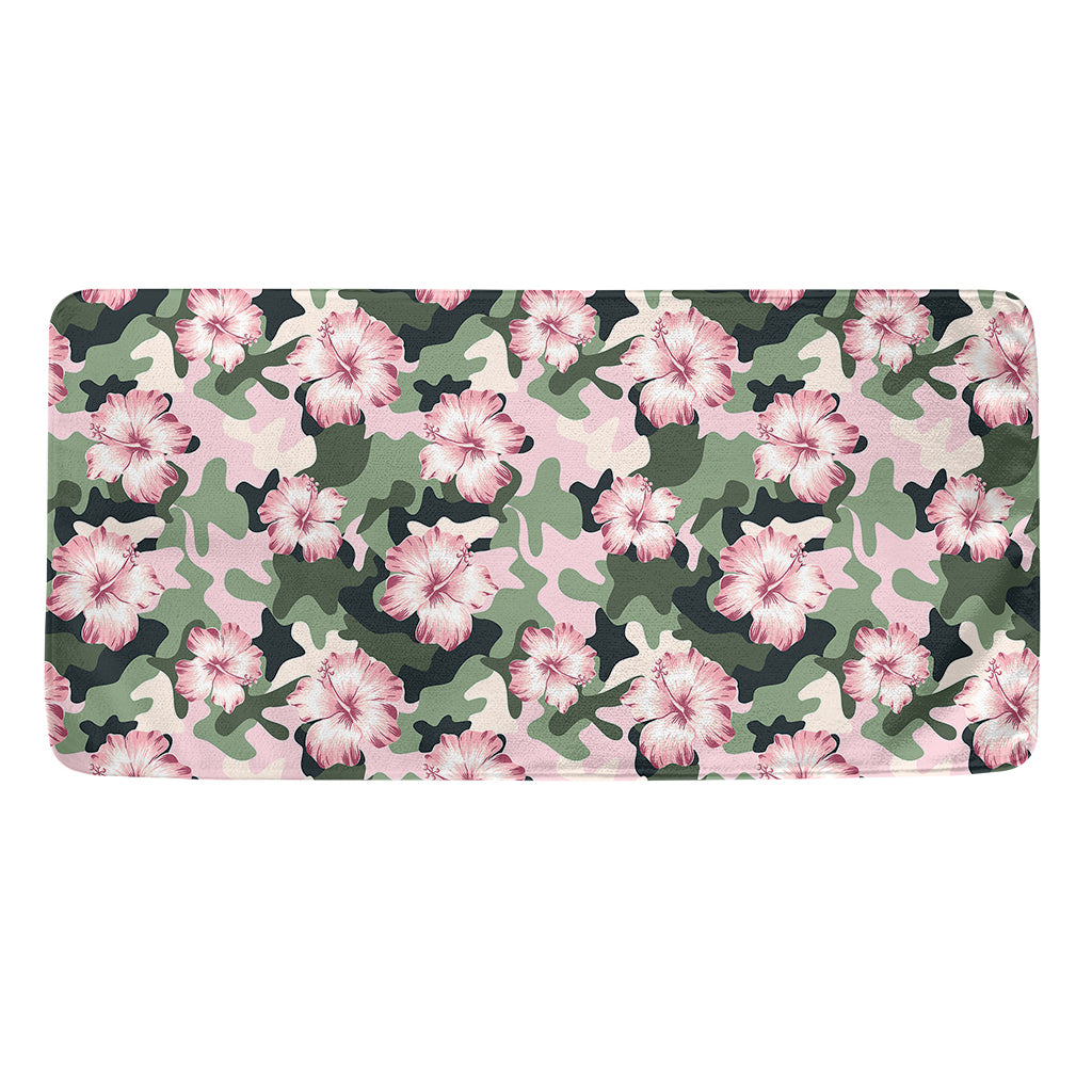 Pink Hibiscus Flower Camouflage Print Towel