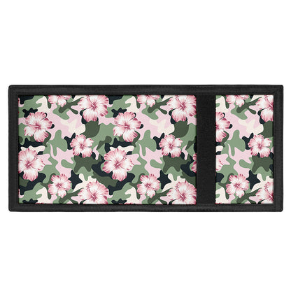Pink Hibiscus Flower Camouflage Print Trifold Wallet