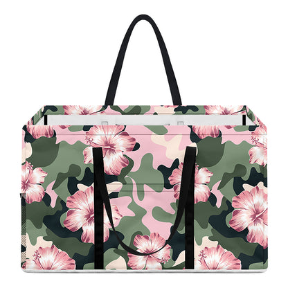 Pink Hibiscus Flower Camouflage Print Utility Tote Bag