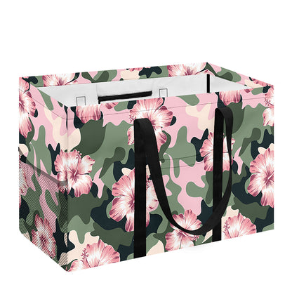 Pink Hibiscus Flower Camouflage Print Utility Tote Bag